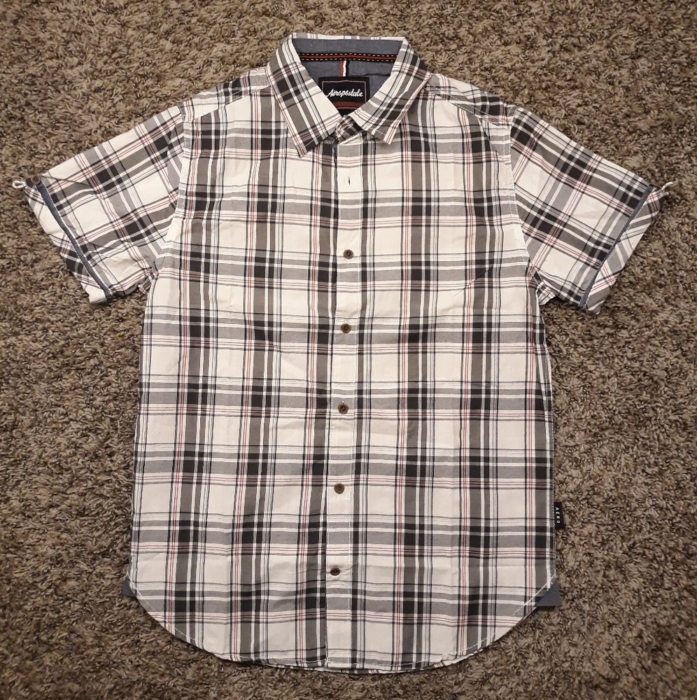 NEW Aeropostale short sleeve button up Smallwhite
